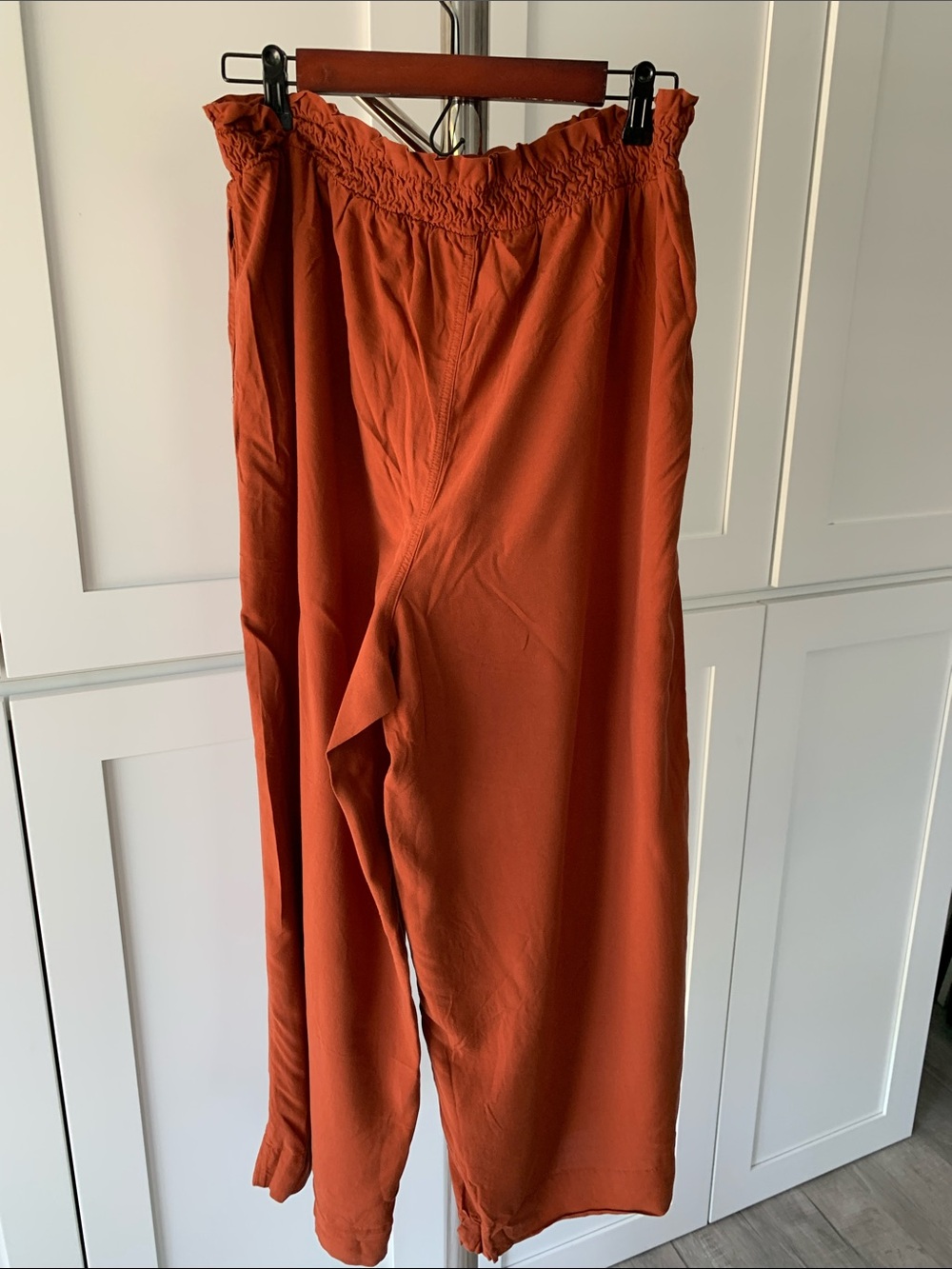 Elodie Rust Smocked Waist Wide Leg Pants, Size XL. - Picture 7 of 14